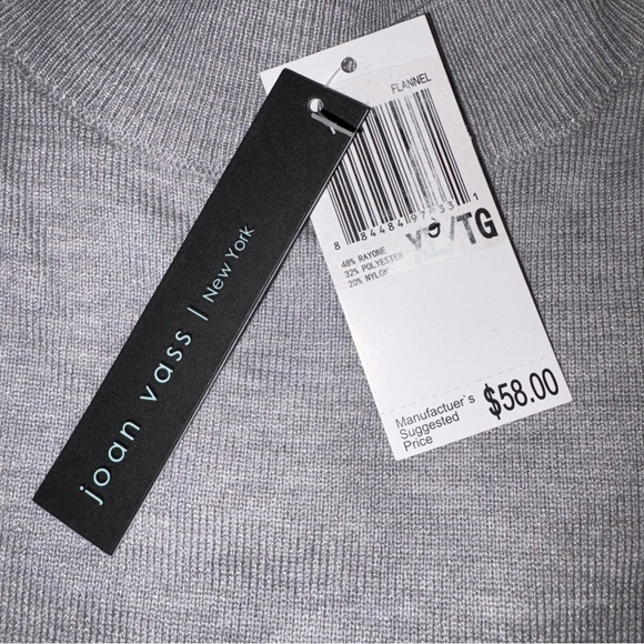 Joan Vass Gray Turtleneck Sweater Relaxed Fit - Picture 2 of 6